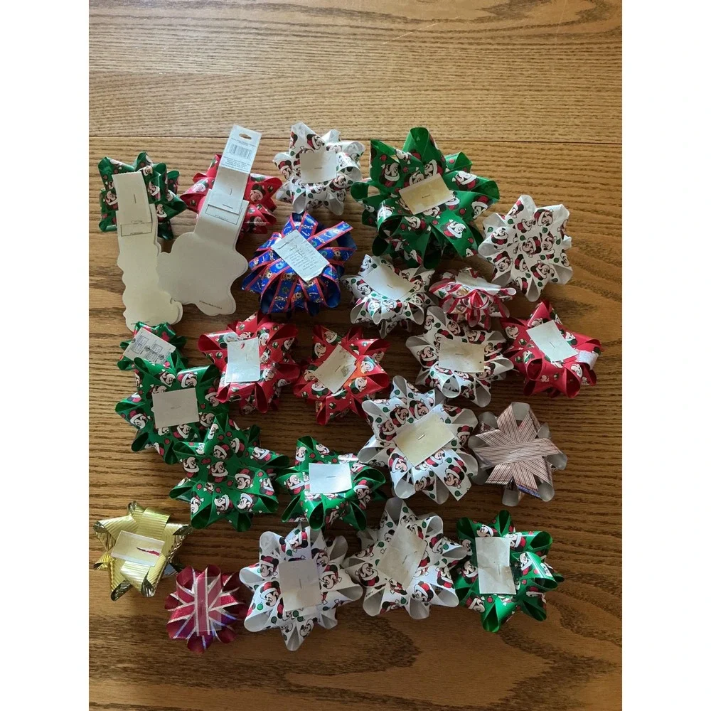 1998 Disney Mickey Mouse Christmas Gift Bow Lot Holiday Gift Wrap Minnie 20pc
